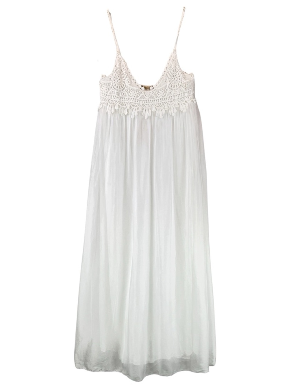 NWT Giusy Silk Blend Midi Dress Made in Italy White Flowy Goddess Sz M NEW